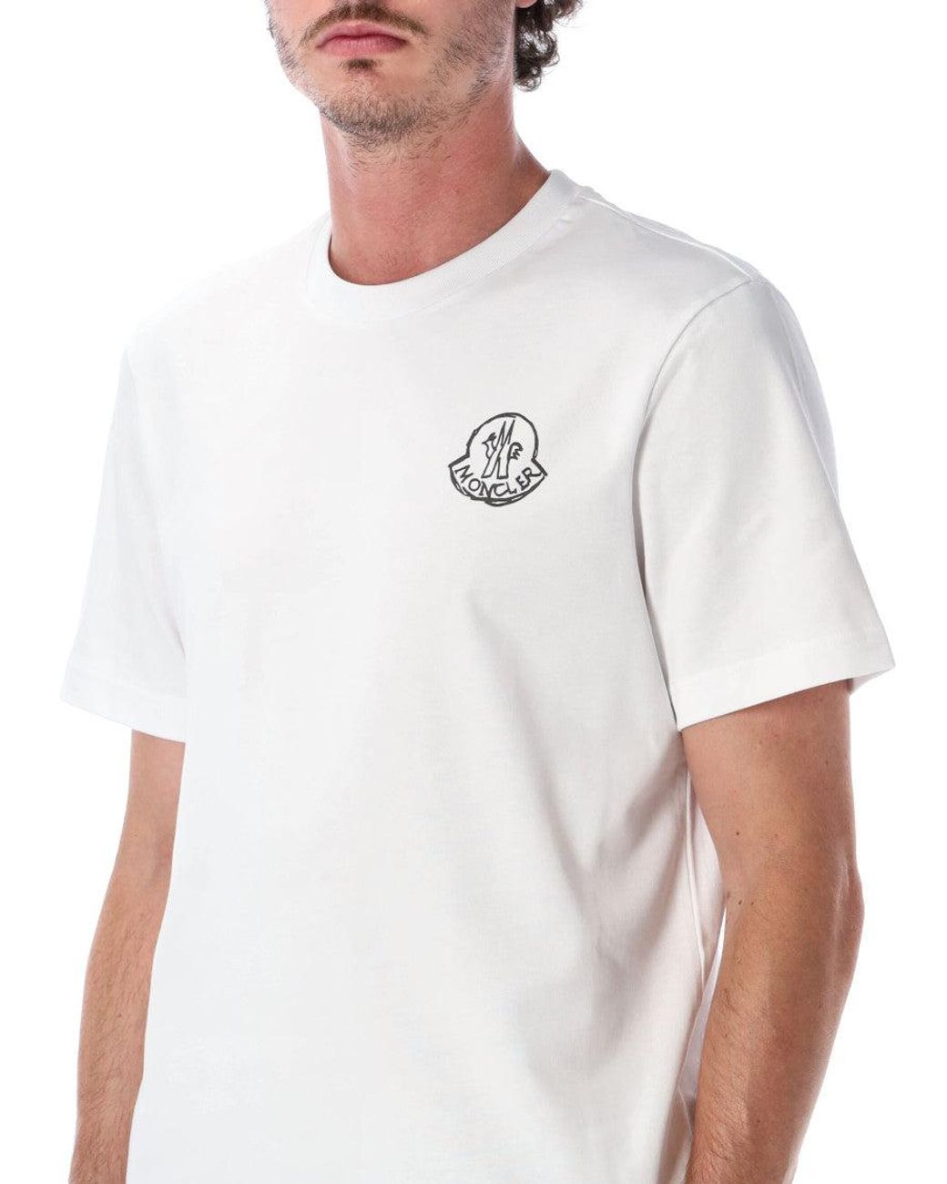 Moncler White 100% Cotton Polo Shirt for men