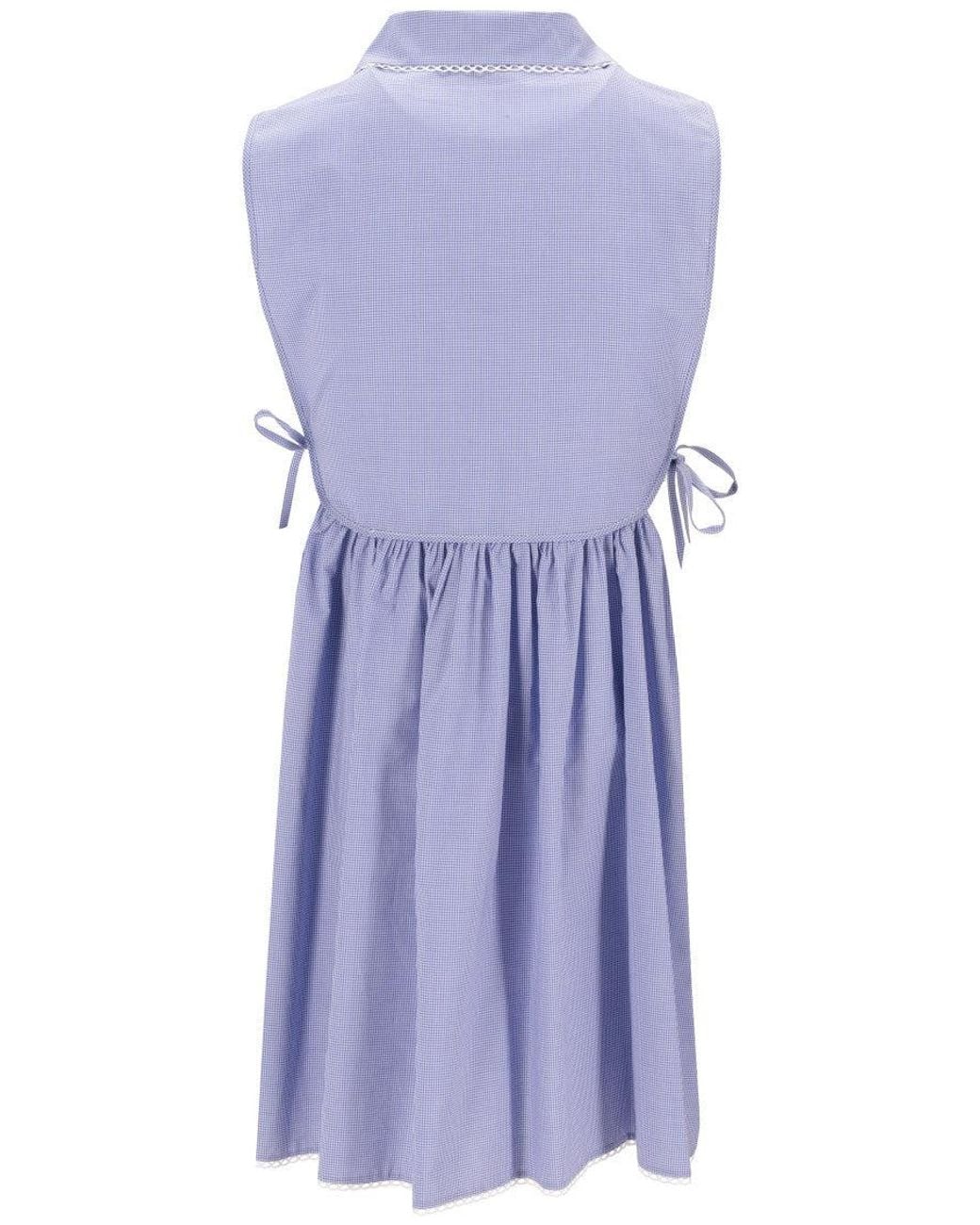 Miu Miu Purple Checks Shirt Collar Dress