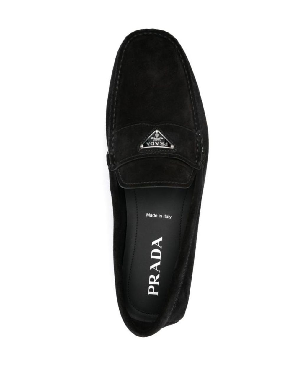 Prada Black Logo-Plaque Loafers for men
