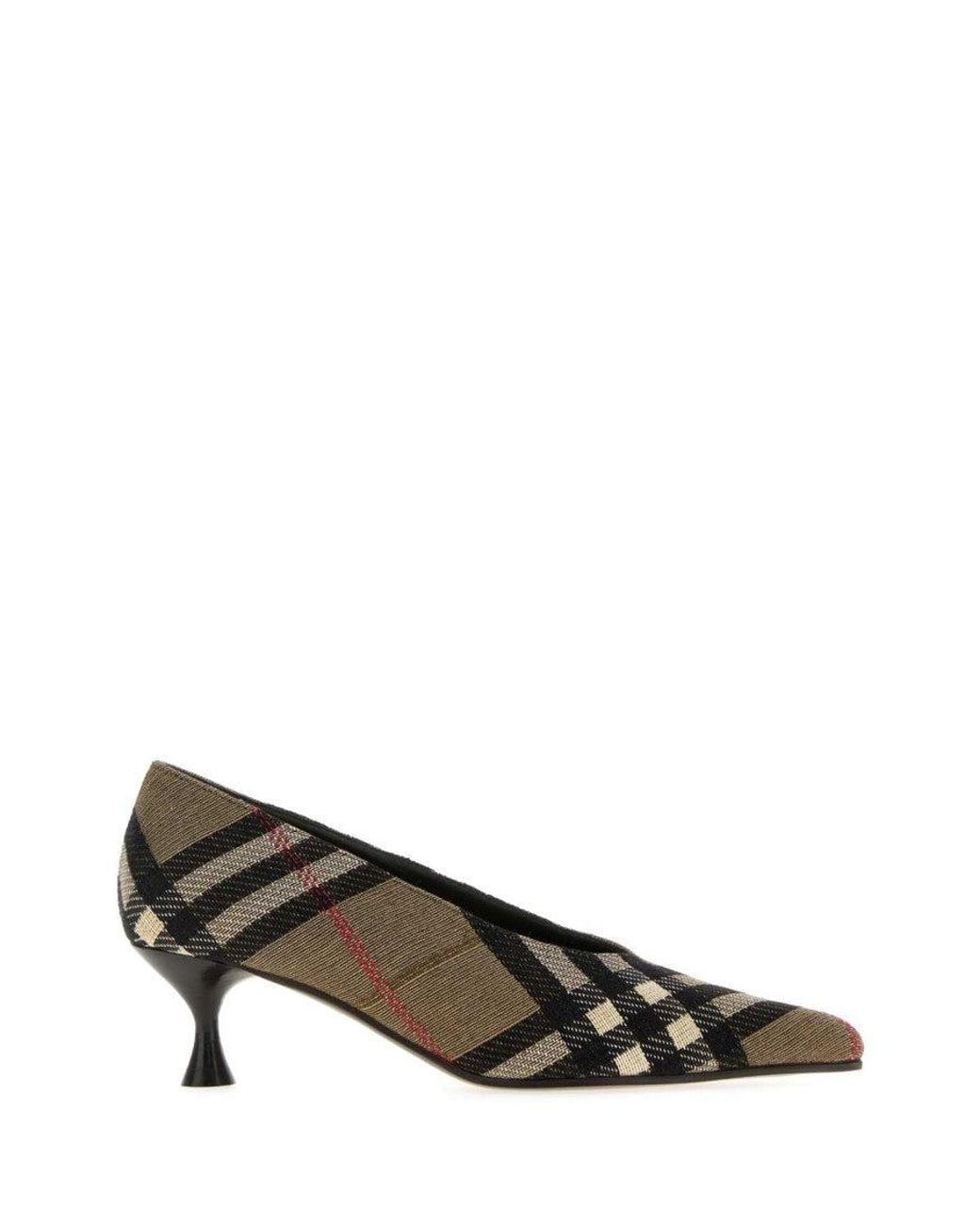 Burberry Brown Multi Color Slip On Pumps