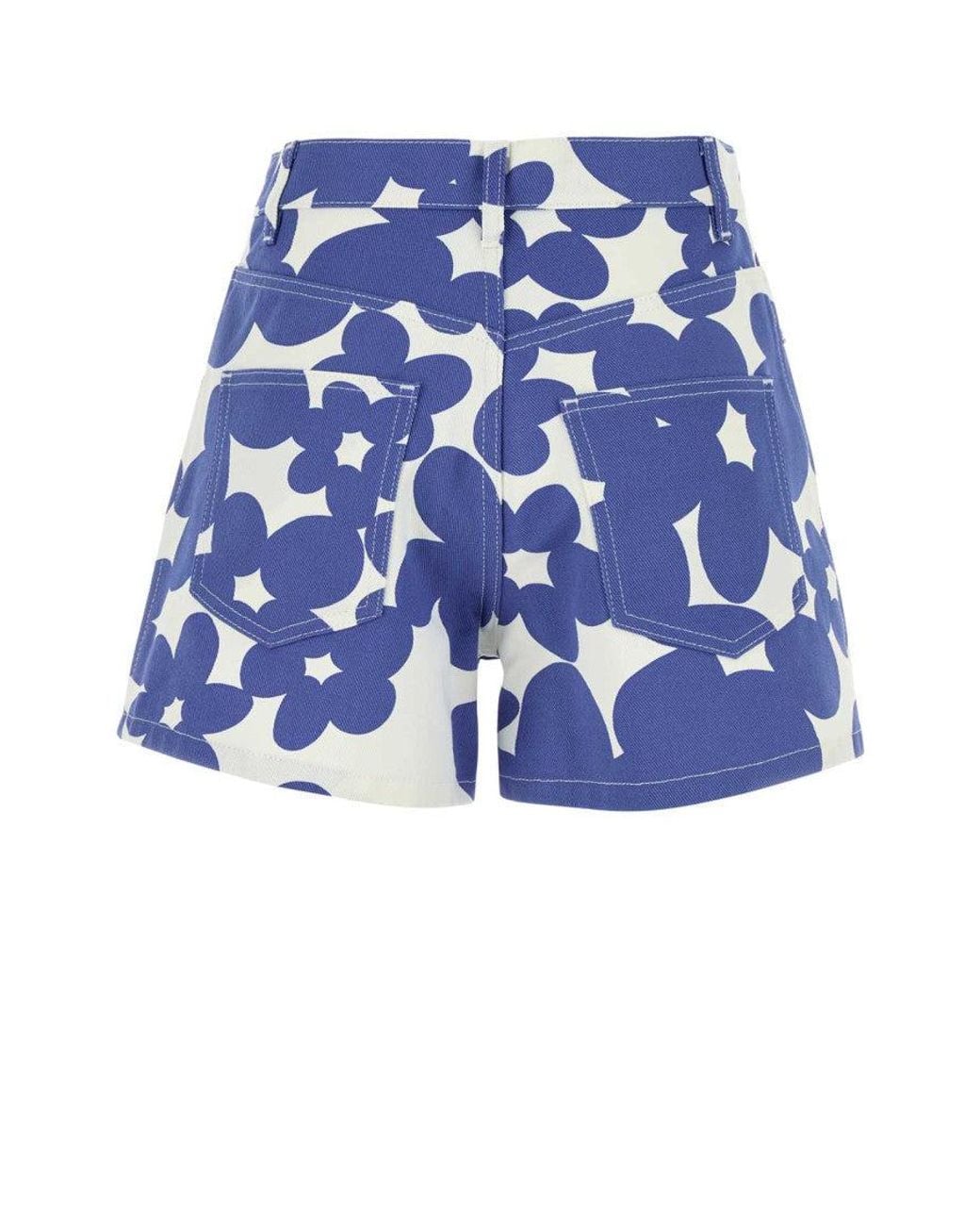 Marni Blue Printed Denim Shorts