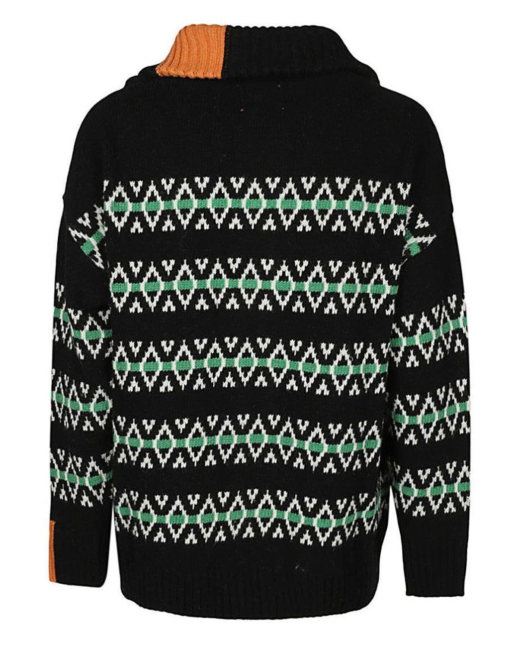 RIGHT FOR Black Wool Jaquard Cardigan for men