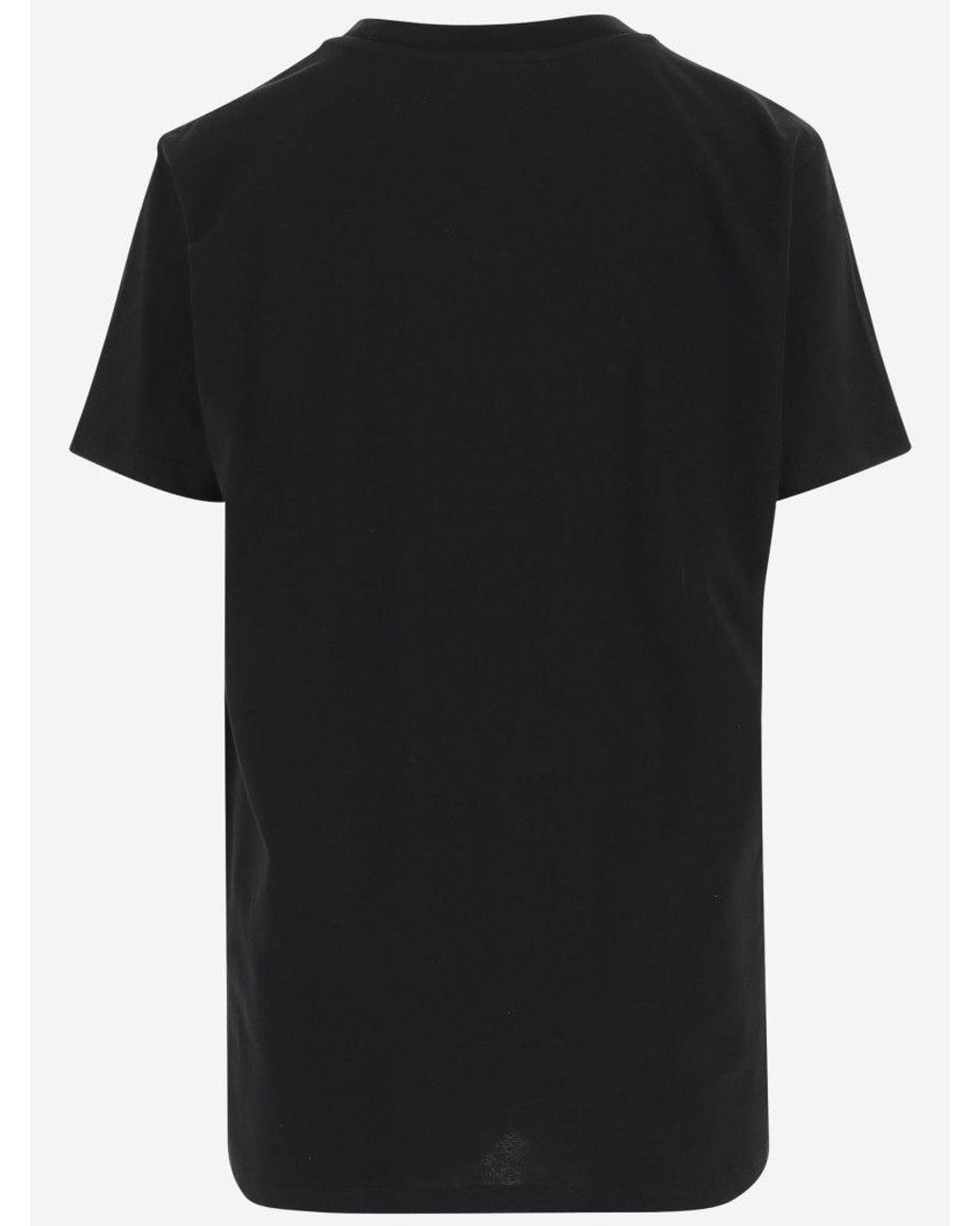 Blumarine Black Cotton T-Shirt With Cast-Effect Logo