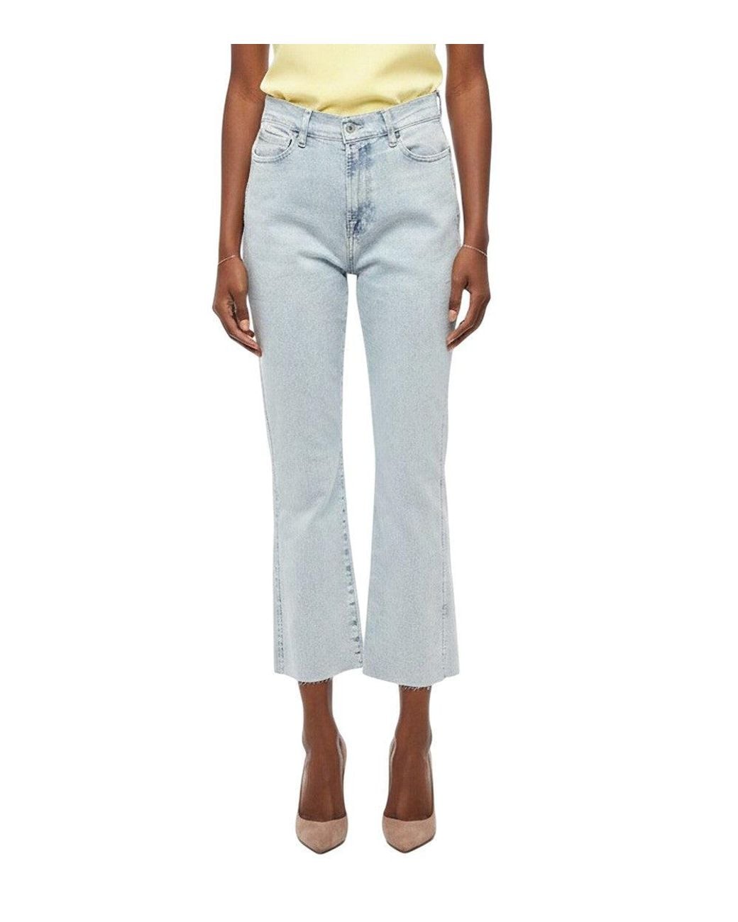 7 For All Mankind Blue Light Straight High Rise Jeans