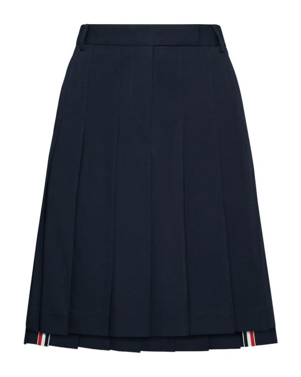 Thom Browne Blue Asymmetric Pleated Skirt