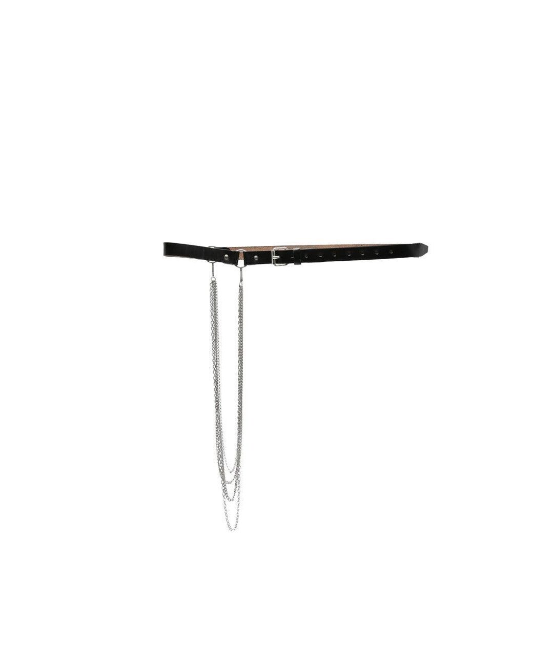 Our Legacy White Chain Detail Buckle Belt for men