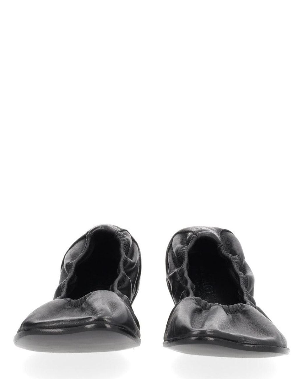 MM6 by Maison Margiela Black Leather Ballet Flats