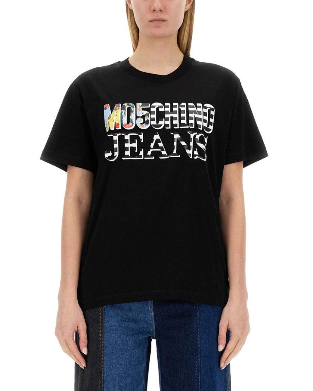 Moschino Black Graphic Crew Neck T-Shirt