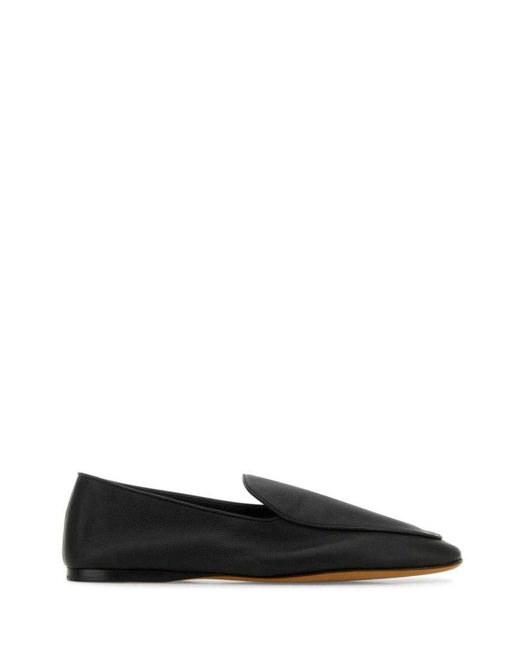 The Row Black Leather Awar Loafers