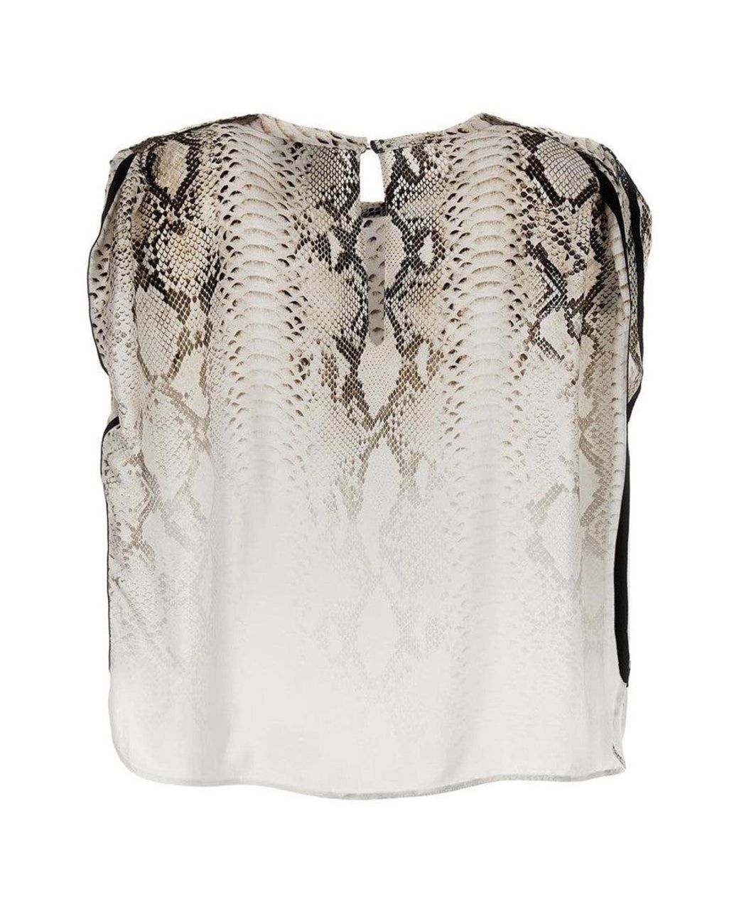 Nude White Snake Print Blouse