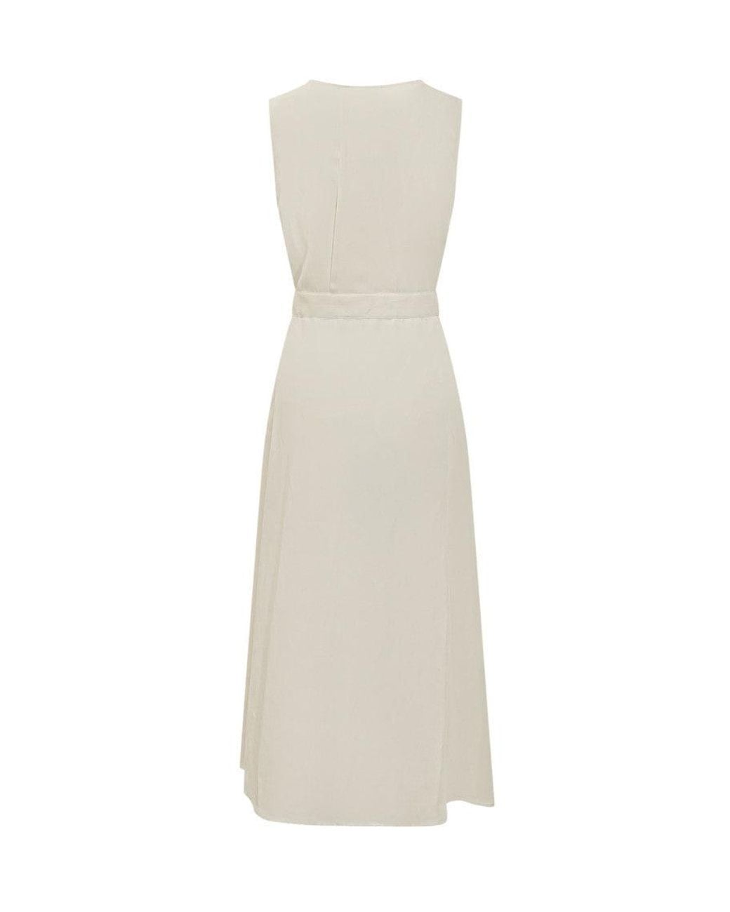 Woolrich White Solid Scoop Neck Maxi Dress