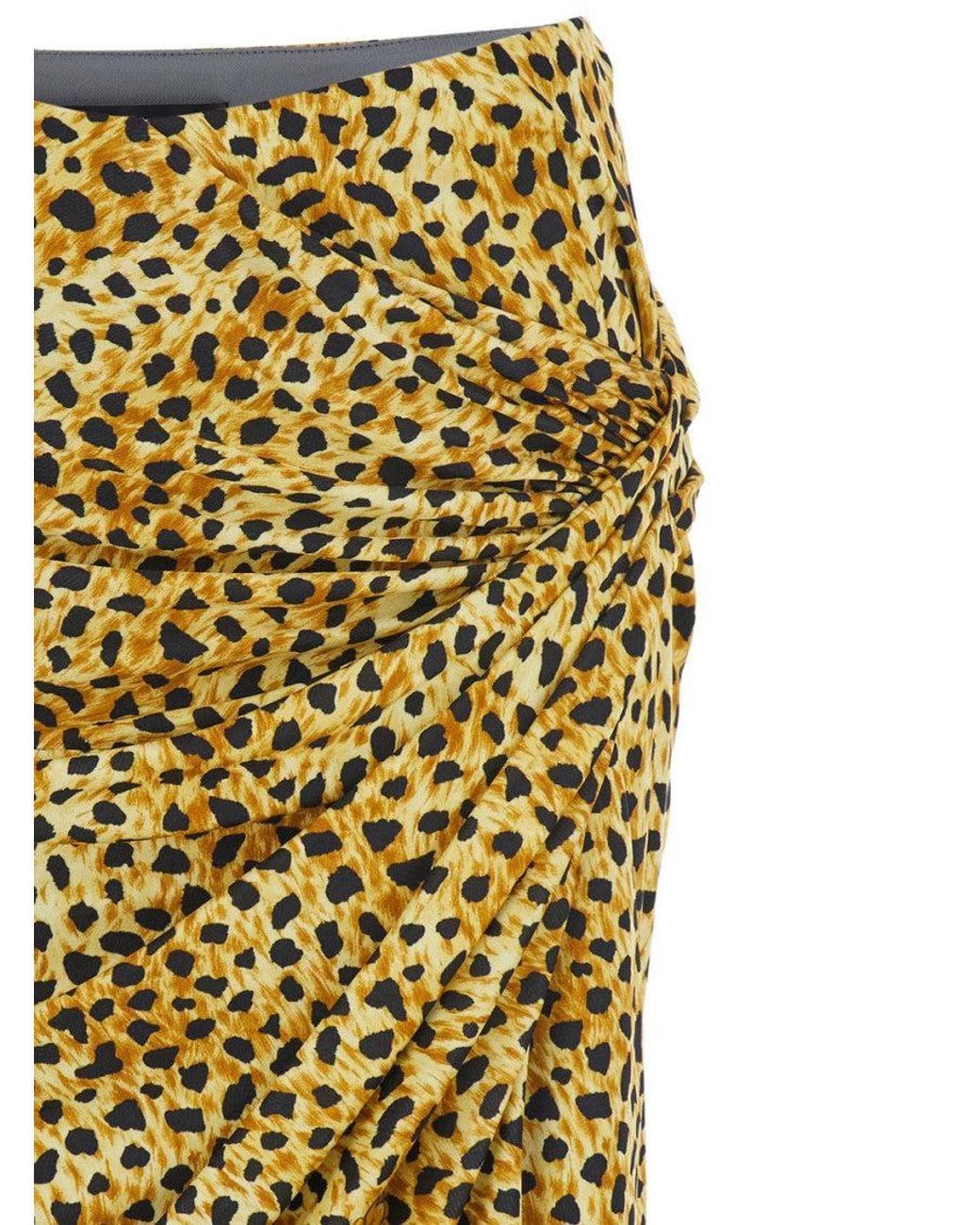 Versace Yellow Printed Draped Skirt