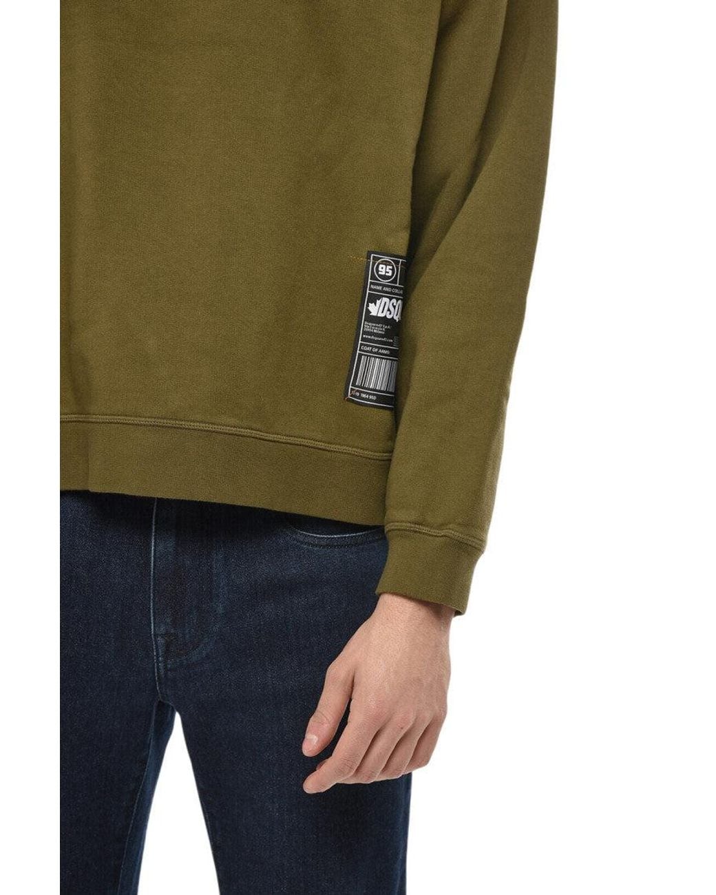DSquared² Green Relaxed Solid Hoodie for men