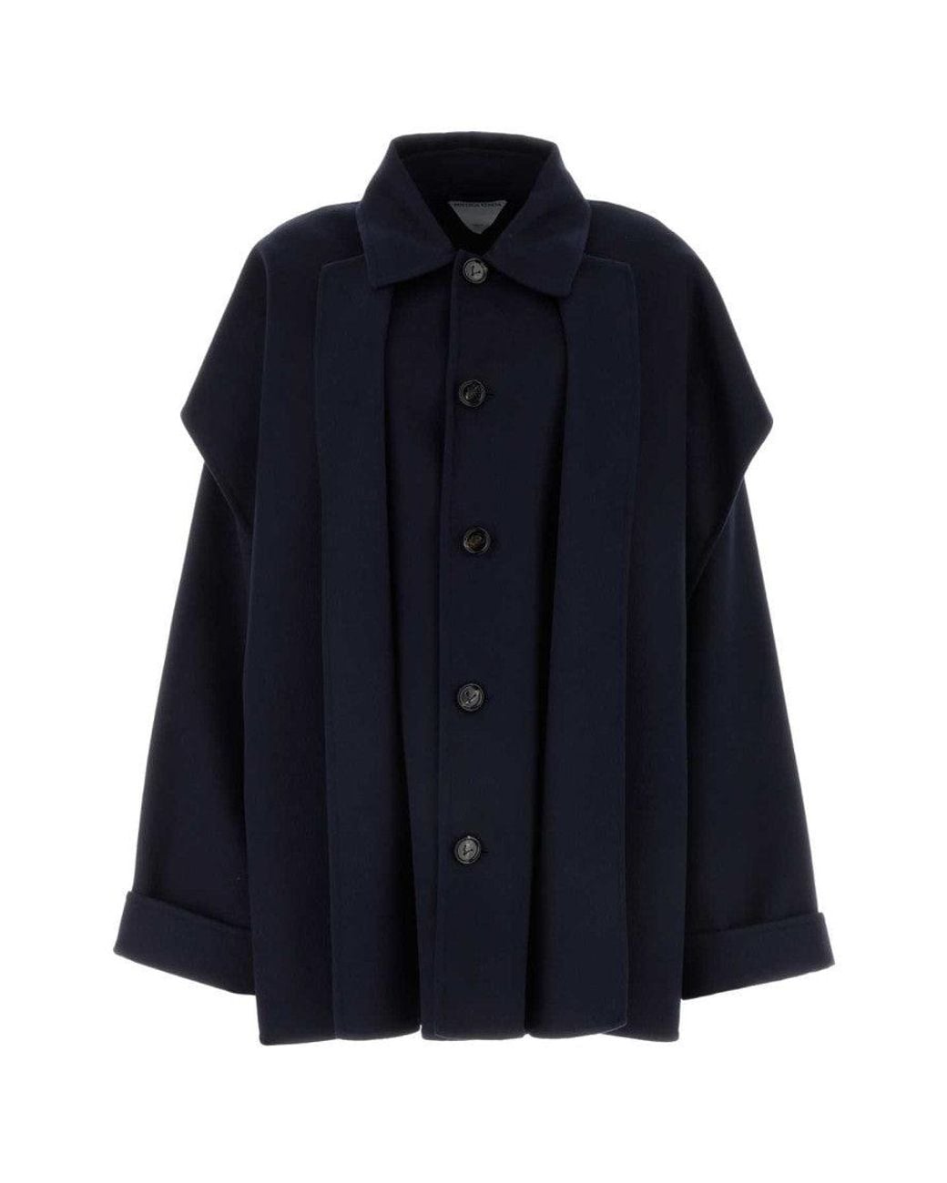Bottega Veneta Blue Midnight Wool Blend Coat