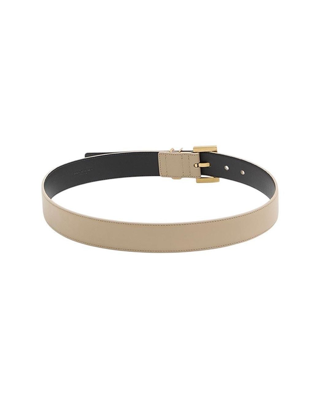 Saint Laurent Natural Cassandre Buckle Belt