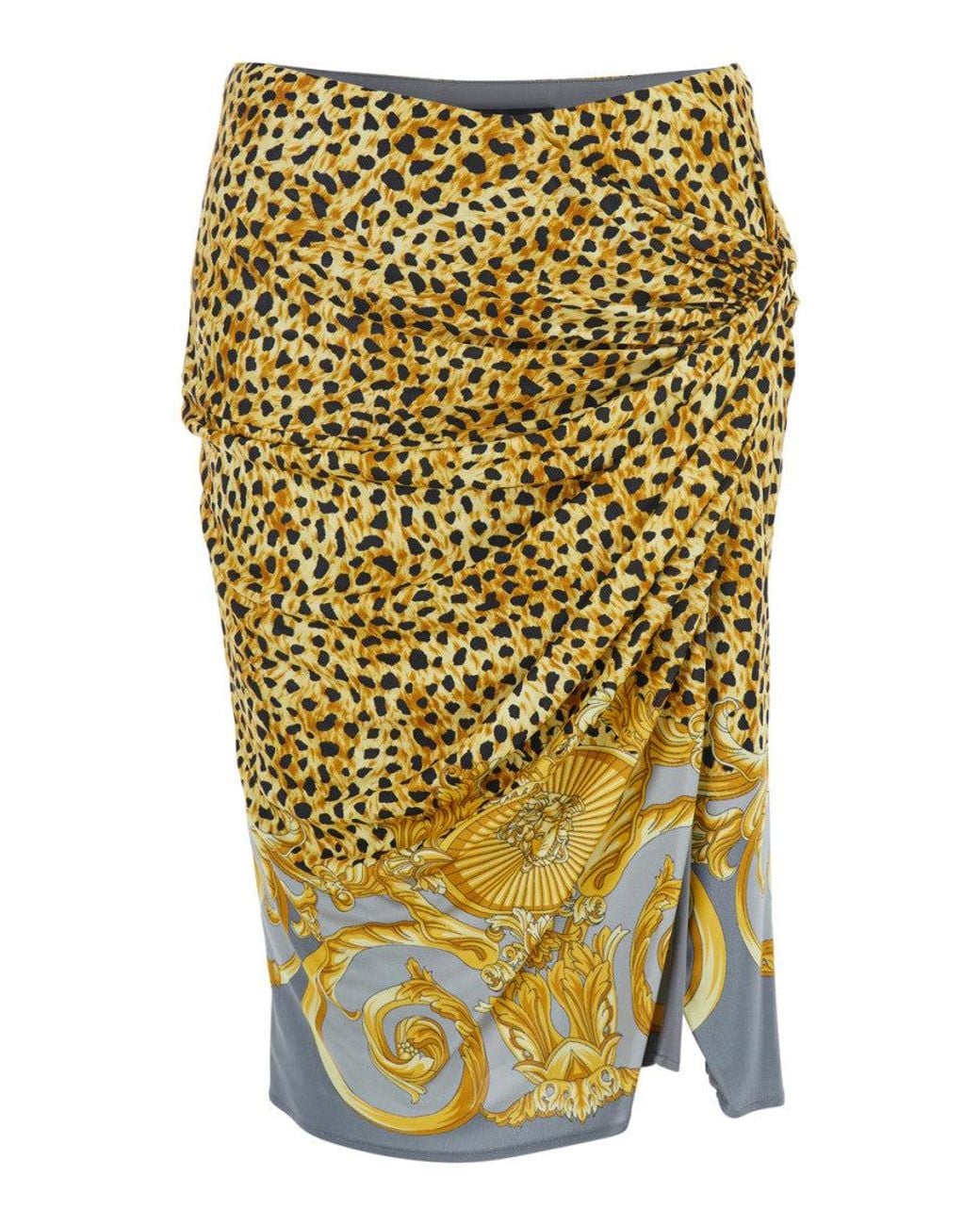 Versace Yellow Printed Draped Skirt