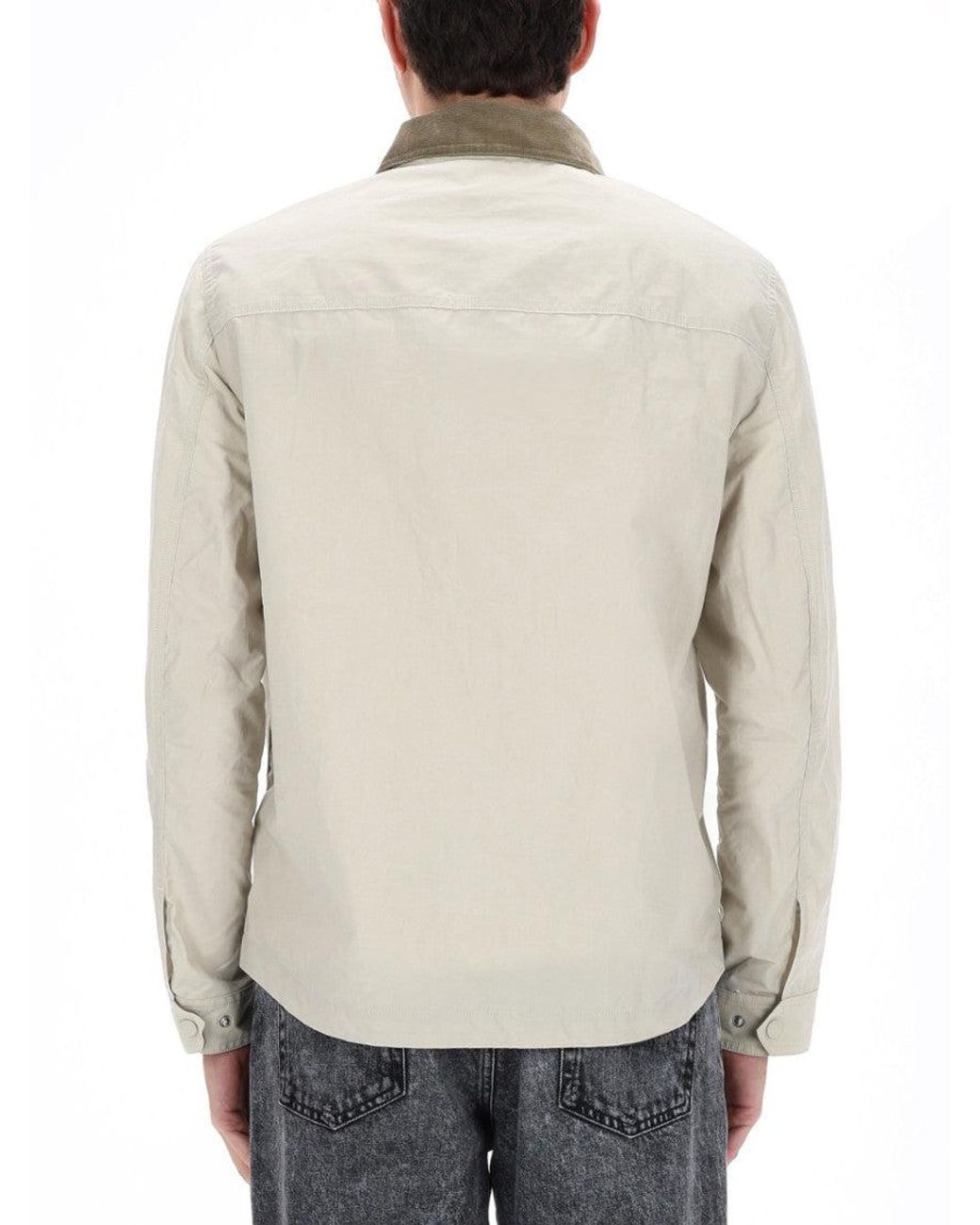 Belstaff White Solid Shirt Collar Jacket for men