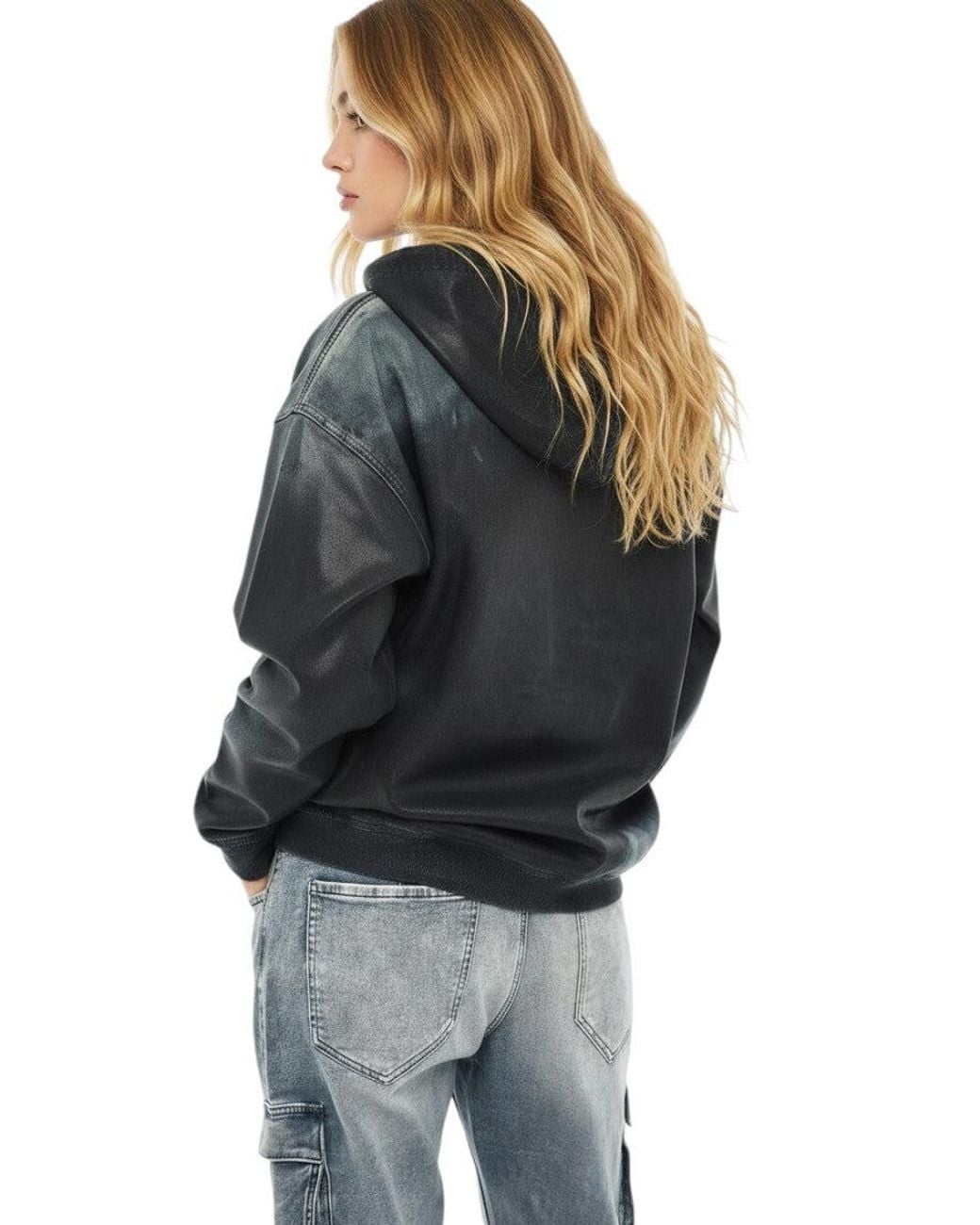 DIESEL Black Tie-Dye Zipper Hoodie