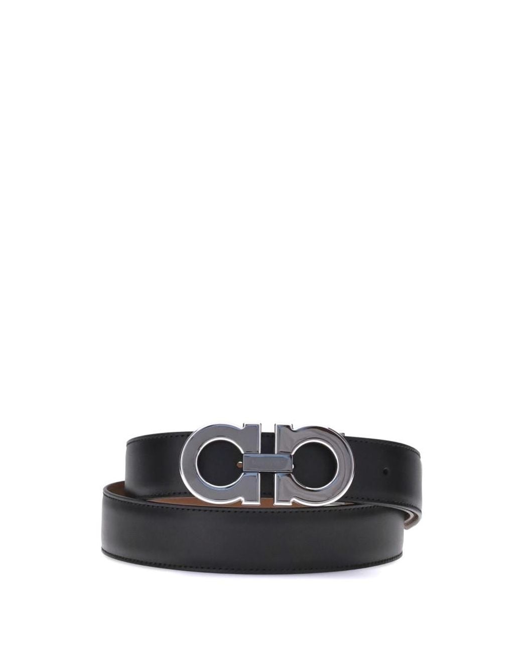 Ferragamo White Gancini Solid Reversible Belt for men