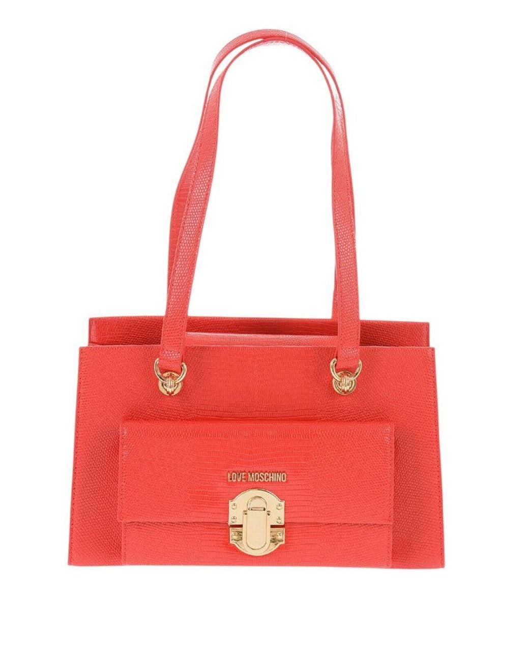 Love Moschino Red Logo Medium Tote