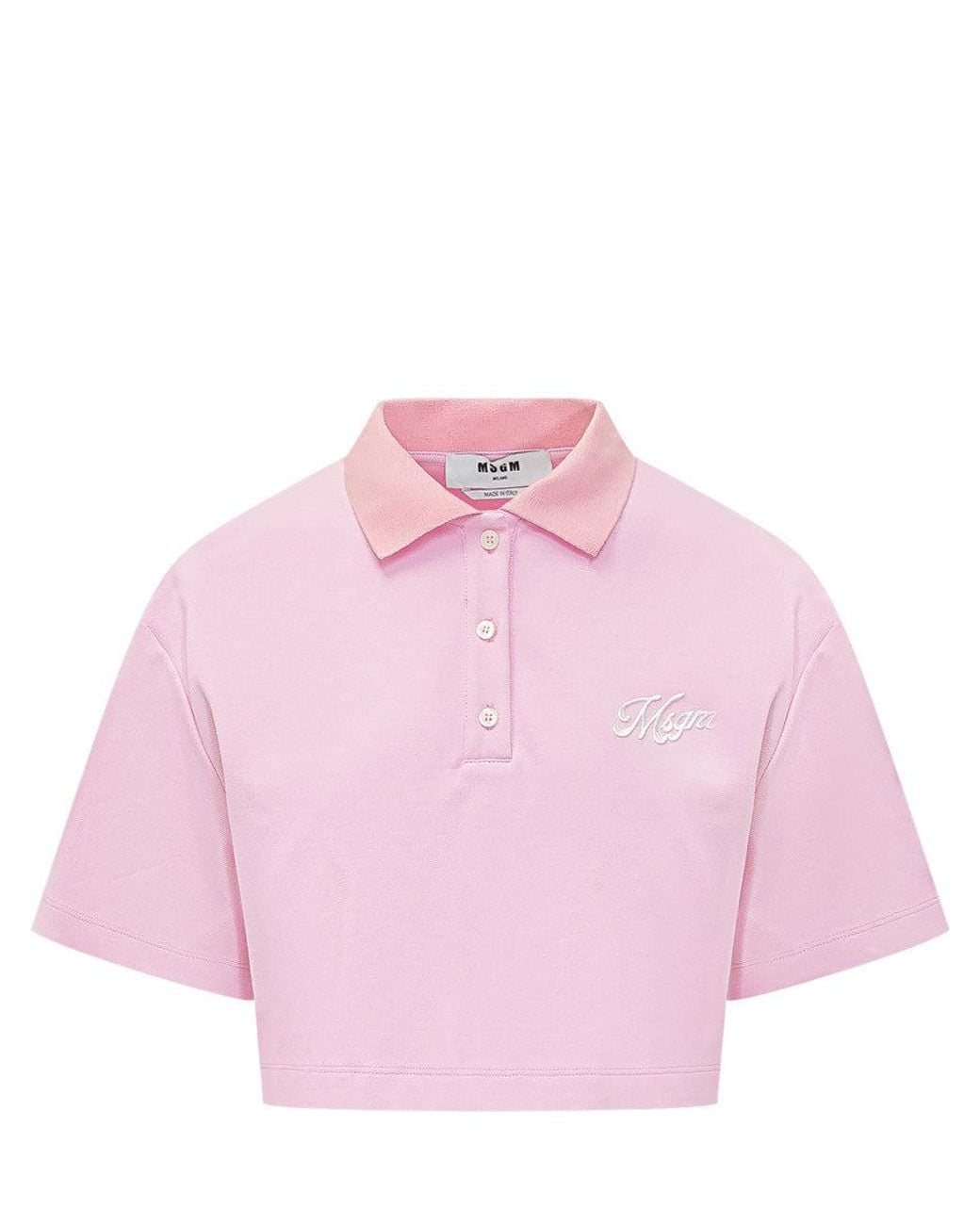 MSGM Pink Logo Shirt Collar Polo