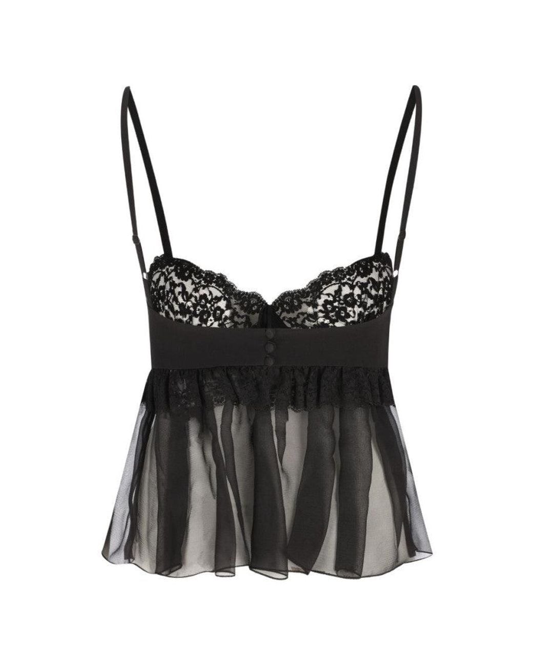 Chloé Black Lace Sweet Heart Neck Top
