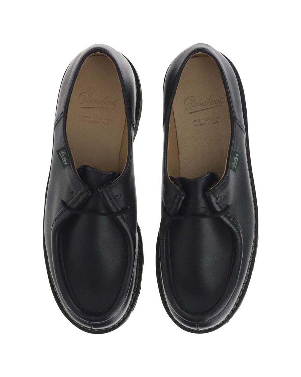 Paraboot Black Leather Lace Up Shoes for men