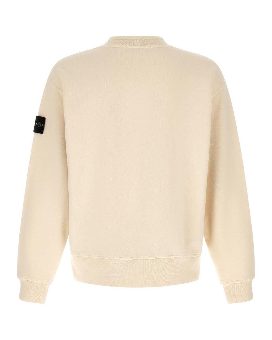 Stone Island Natural Off Solid Crew Neck Sweatshirt for men