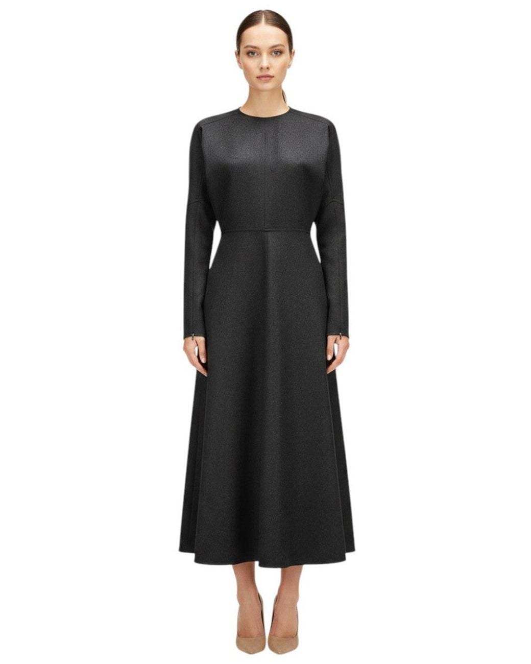 Victoria Beckham Black Round Neck Maxi Dress