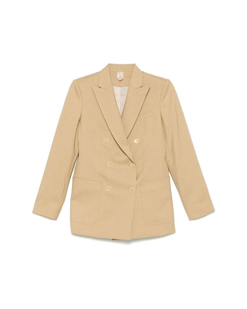 Max Mara Natural Solid Notched Lapel Blazer