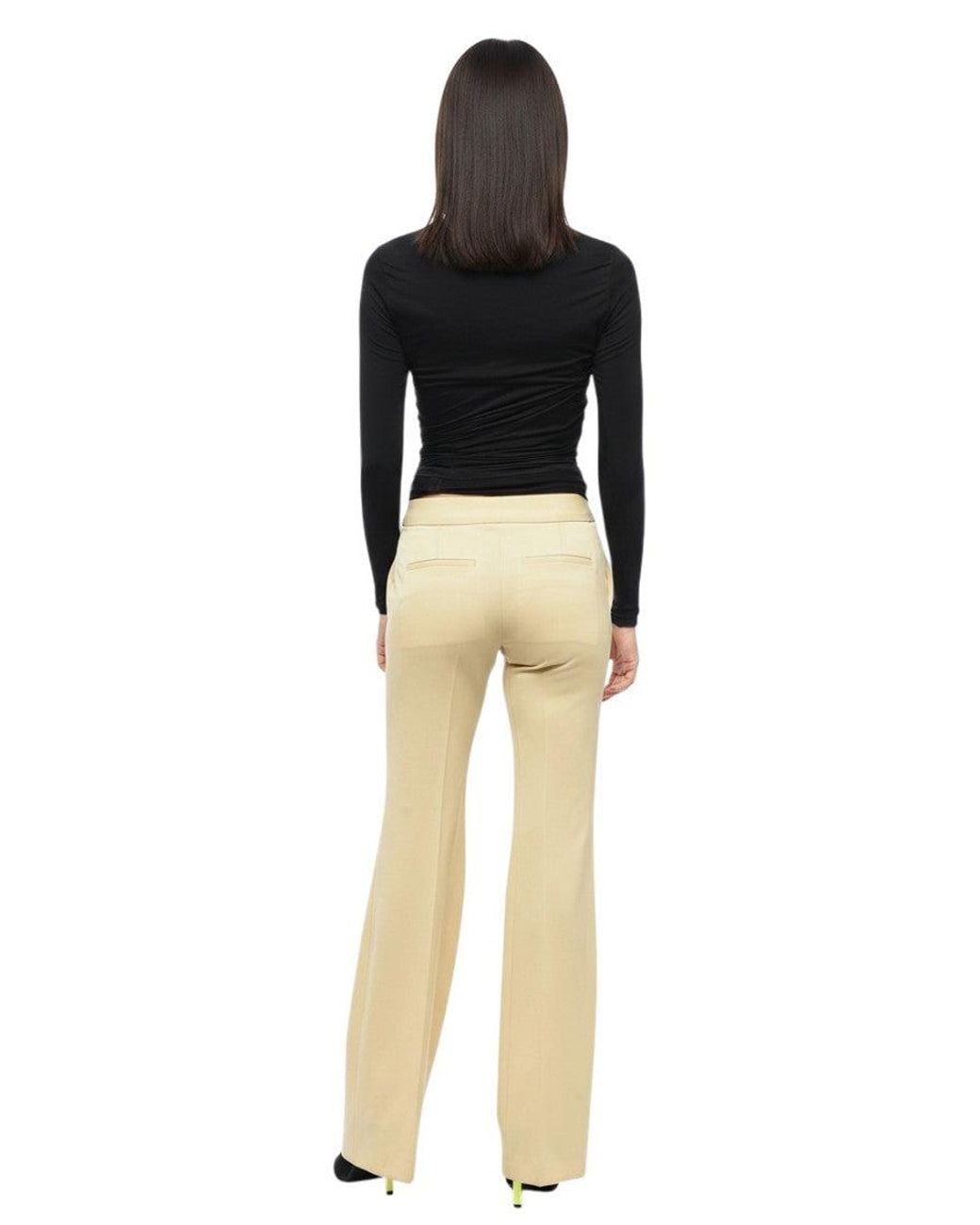 Jil Sander Natural Flared Pleated Pants