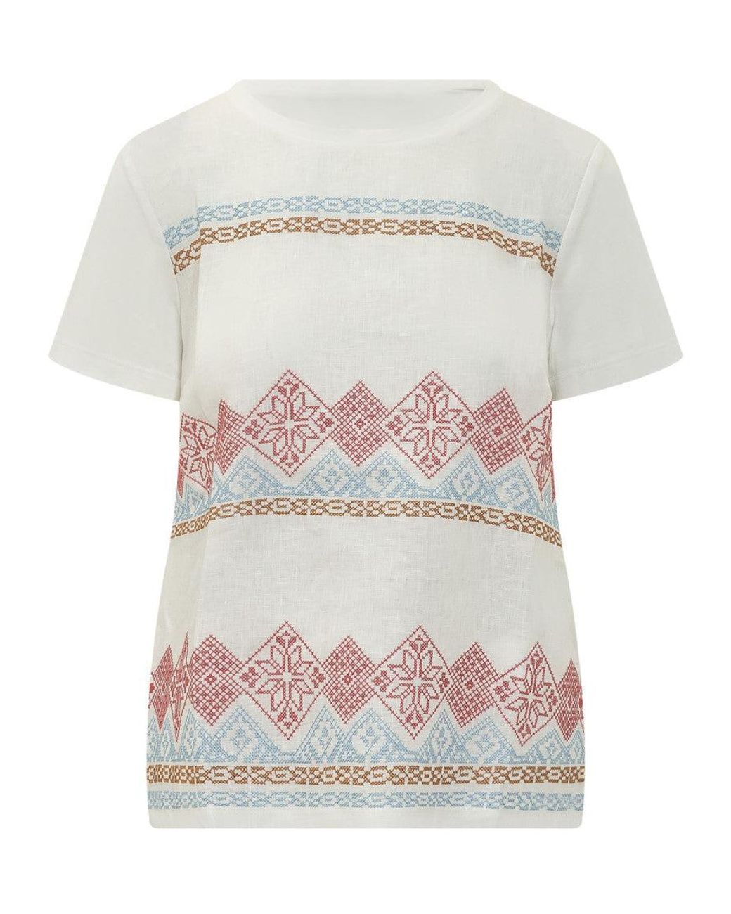 Weekend by Maxmara White Geometric Embroidered T-Shirt