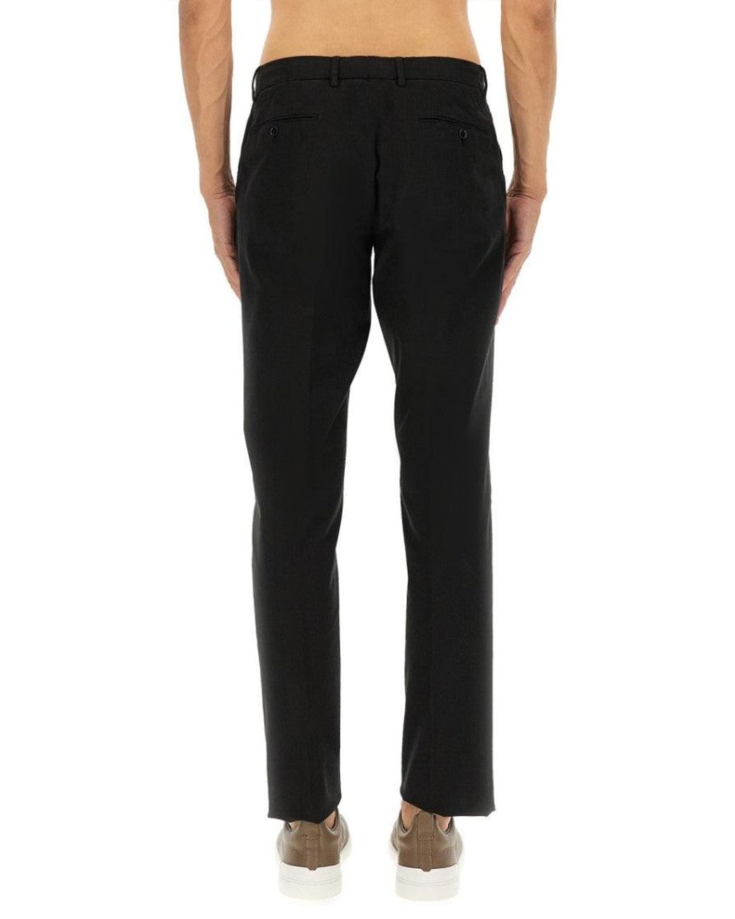 Zegna Black Flat Front Pants for men