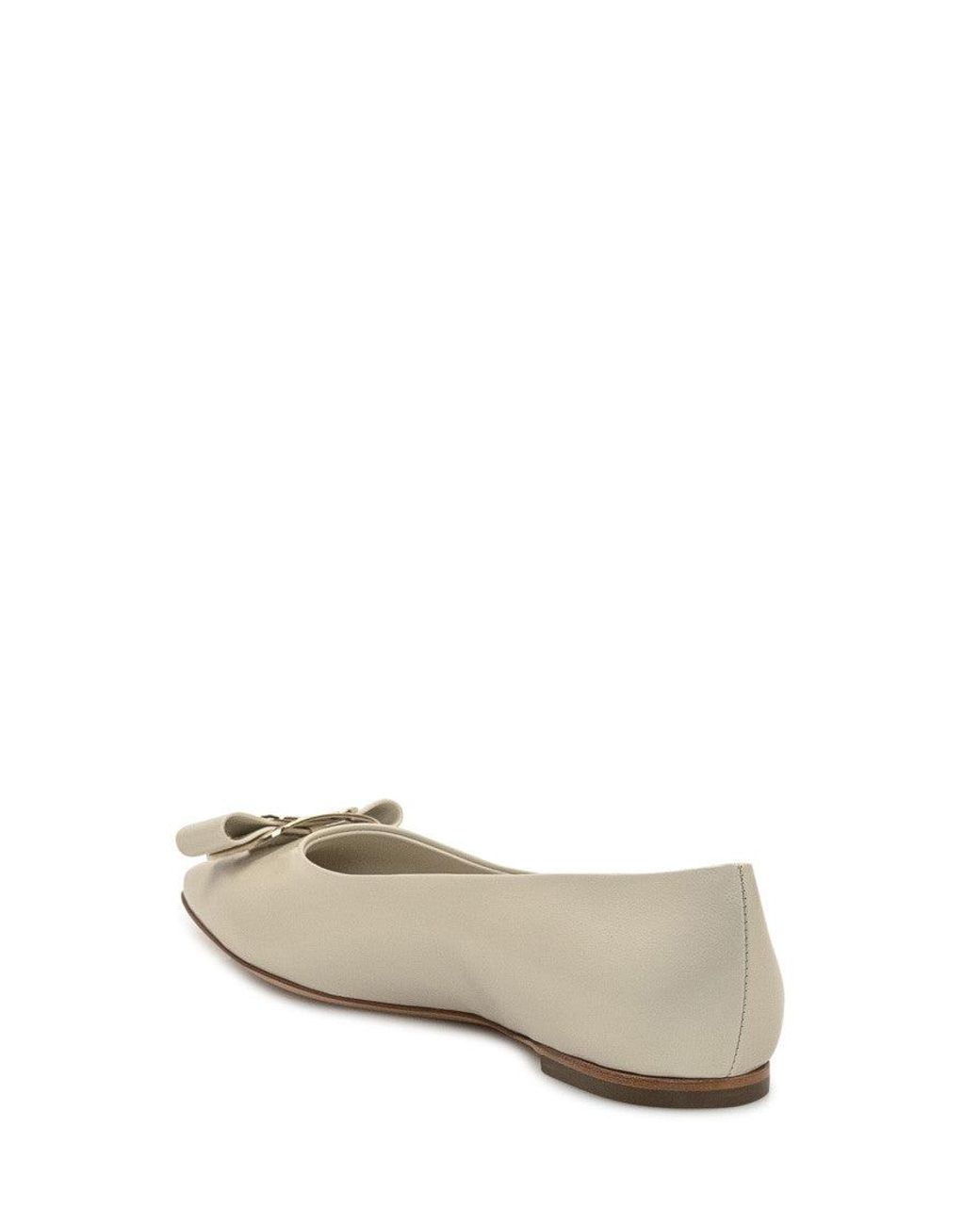 Ferragamo White Elegant Mini Ballerina Flats