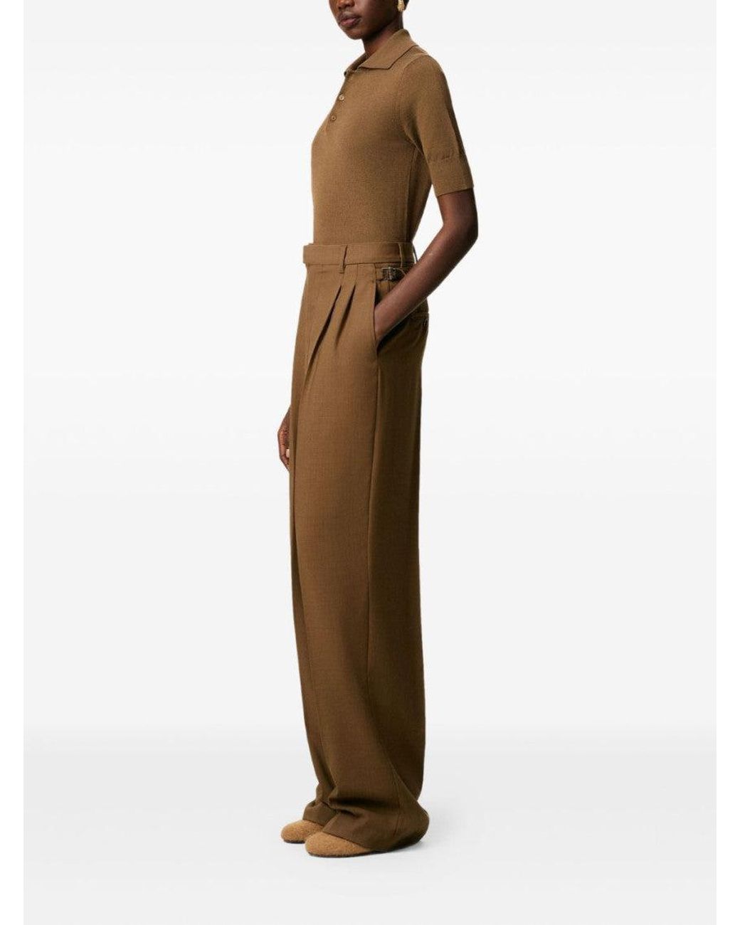 AMI Brown High-Waisted Trousers
