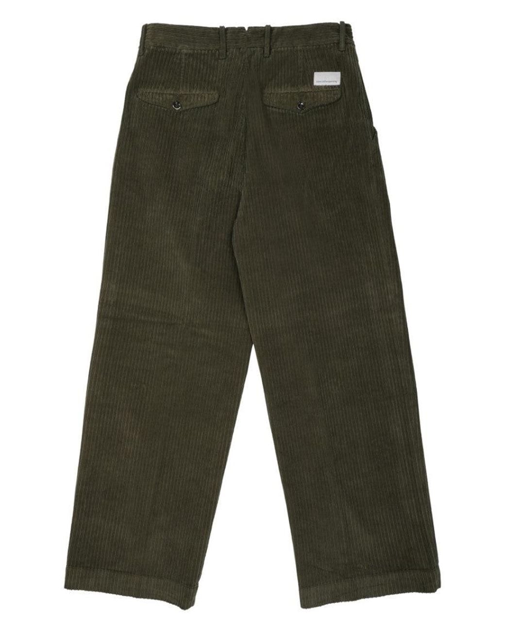 Nine:inthe:morning Green Straight Corduroy Trousers for men
