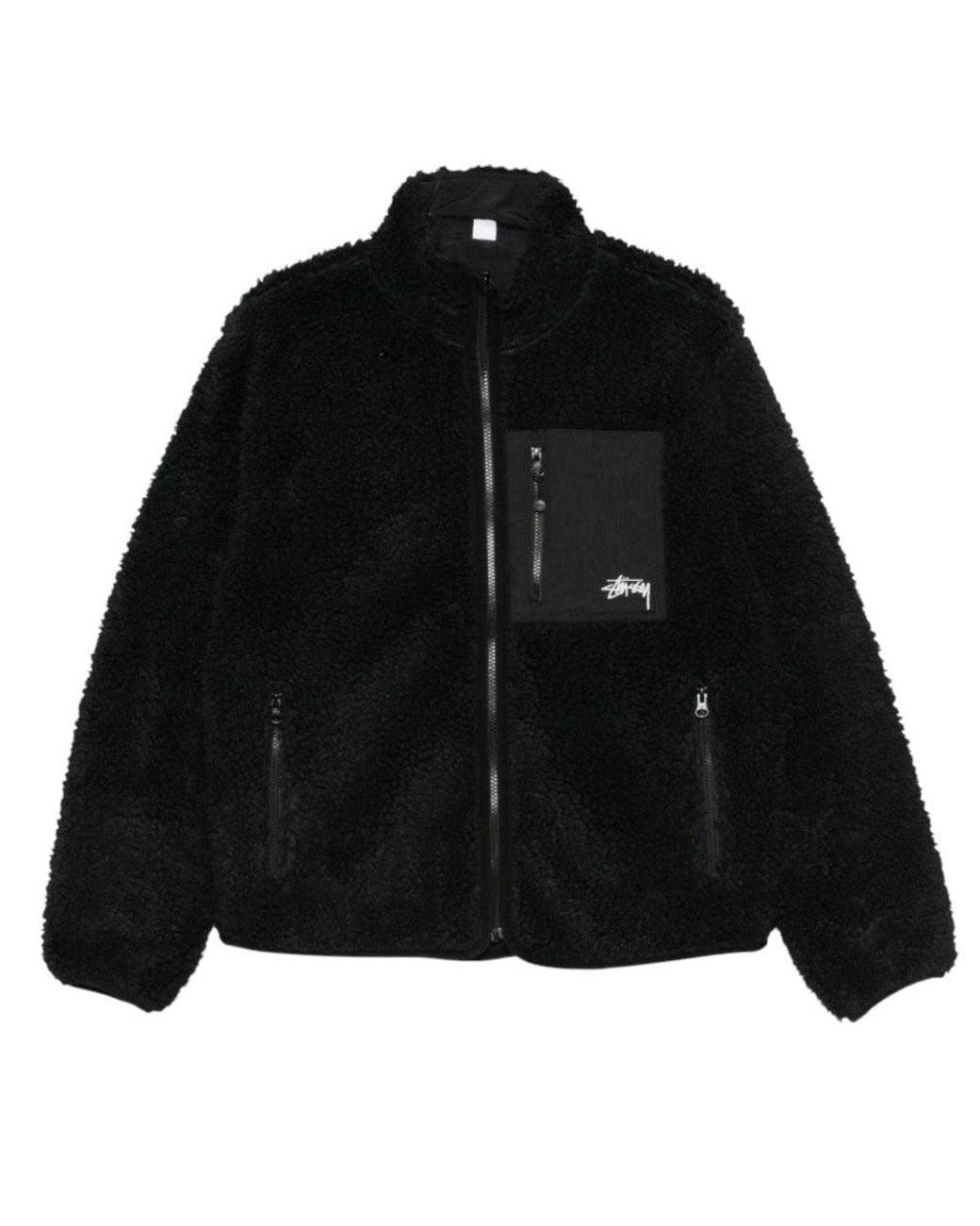 Stussy Black Mock Collar Jacket for men