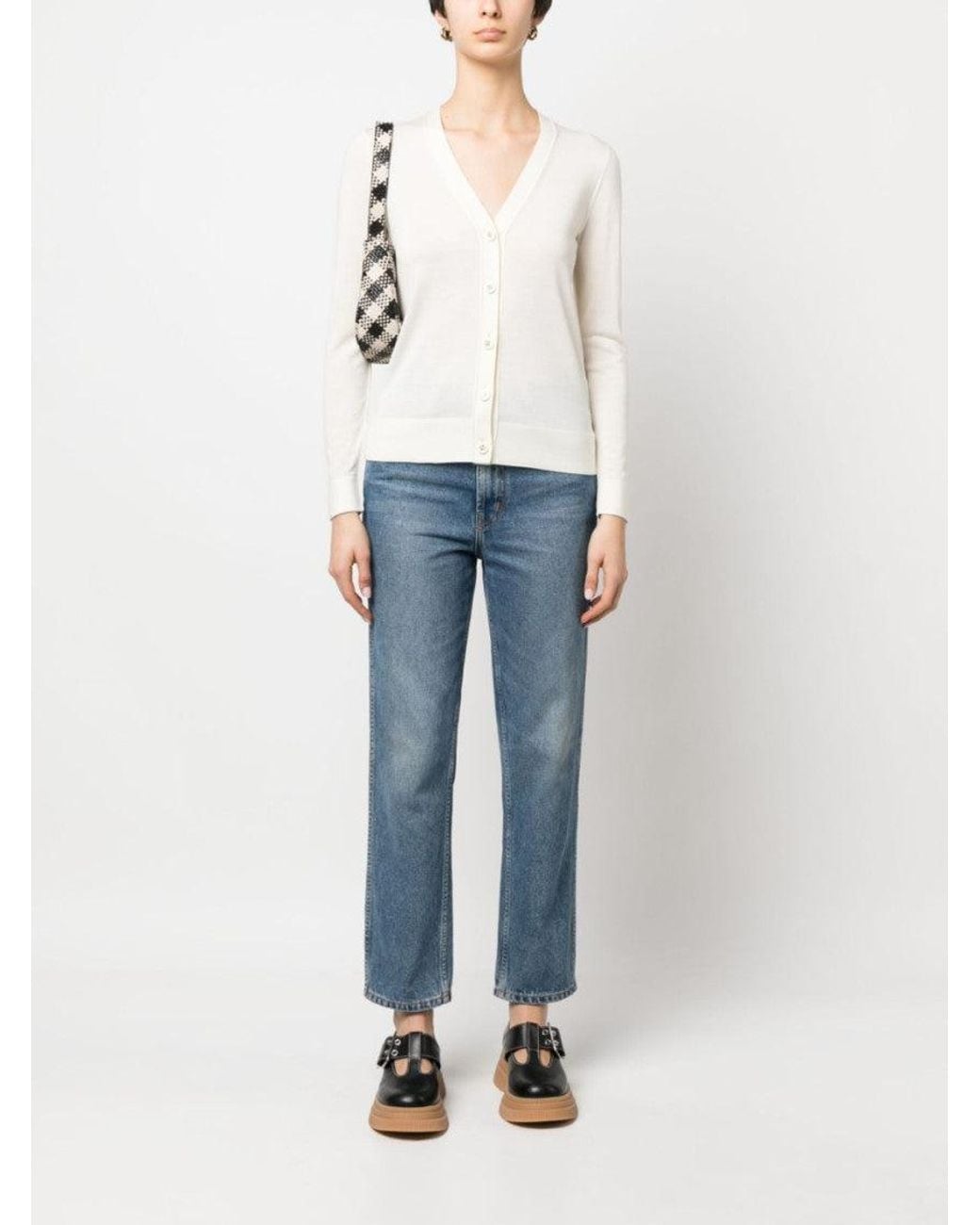 Tory Burch White Wool And Silk Blend Cardigan