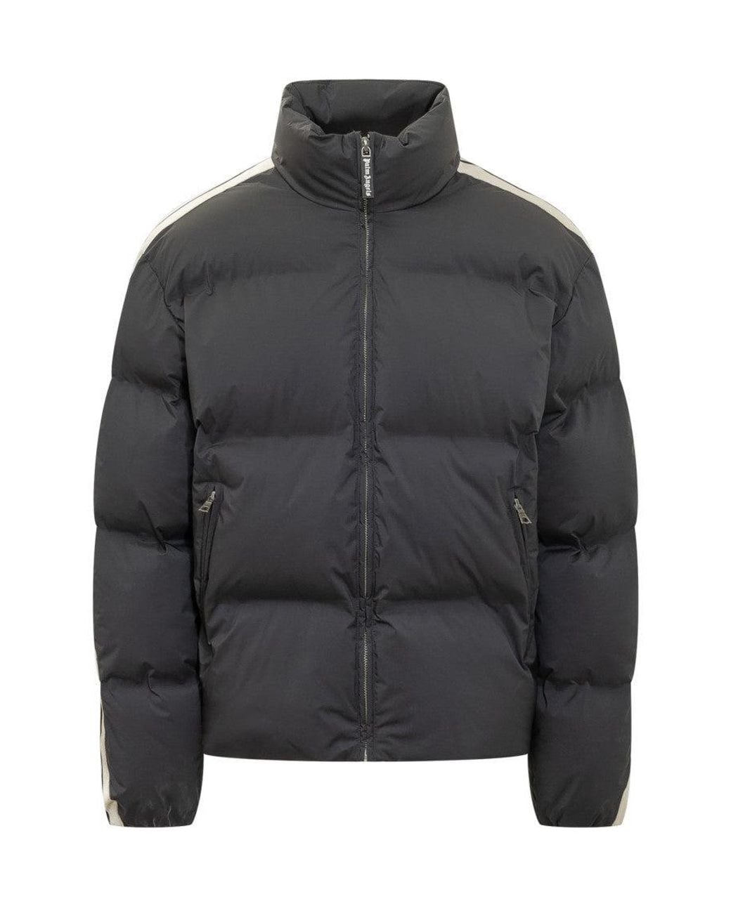 Palm Angels Gray Solid Mock Collar Jacket for men