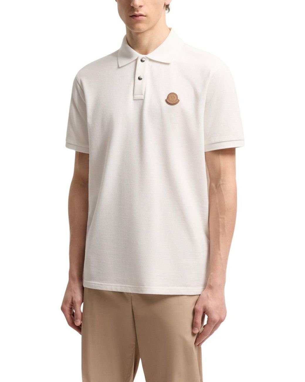 Moncler White Logo Polo for men