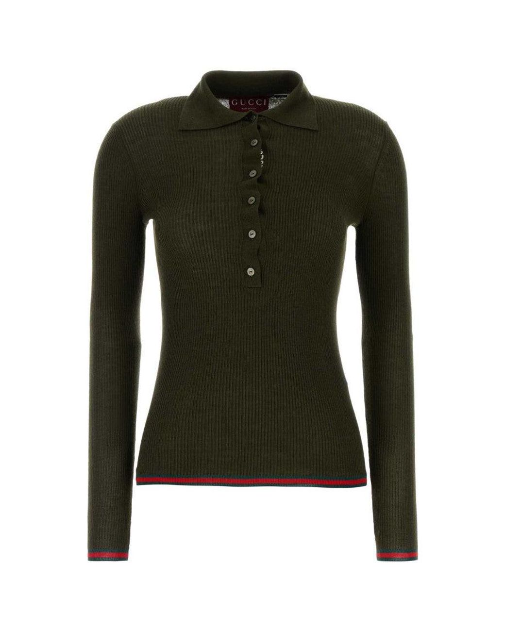 Gucci Green Wool Polo Sweater