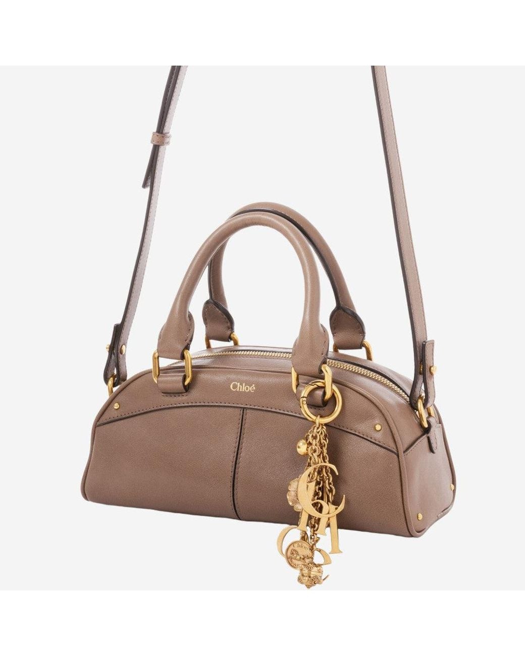 Chloé Gray Taupe Logo Small Duffle Bag