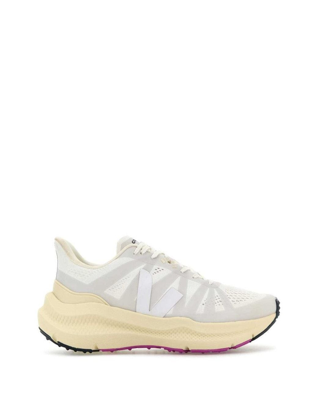Veja White Fabric Lace Up Sneakers for men