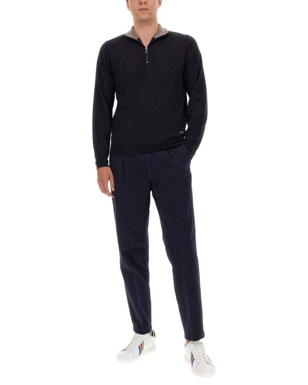 Paul Smith Blue Mock Collar Sweaters for men