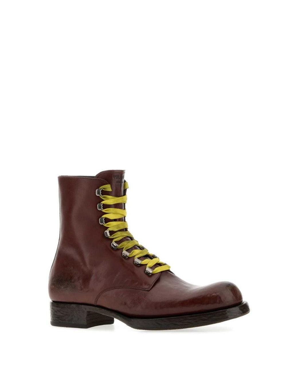 Prada Brown Leather Ankle Boots for men