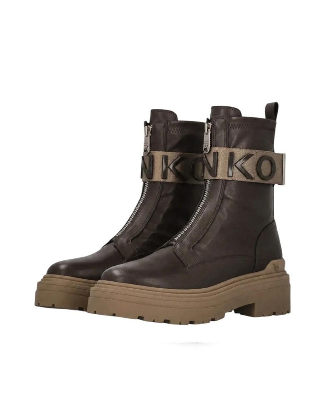 Pinko Brown Logo Carryover Boots