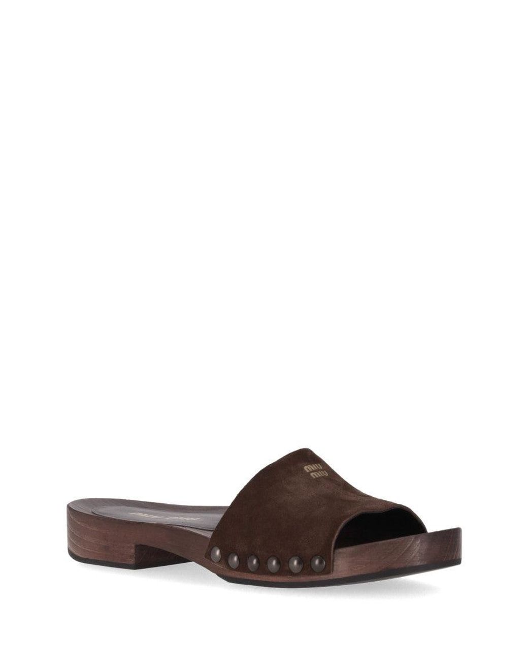 Miu Miu Brown Zoccoli Scamosciato Delave'