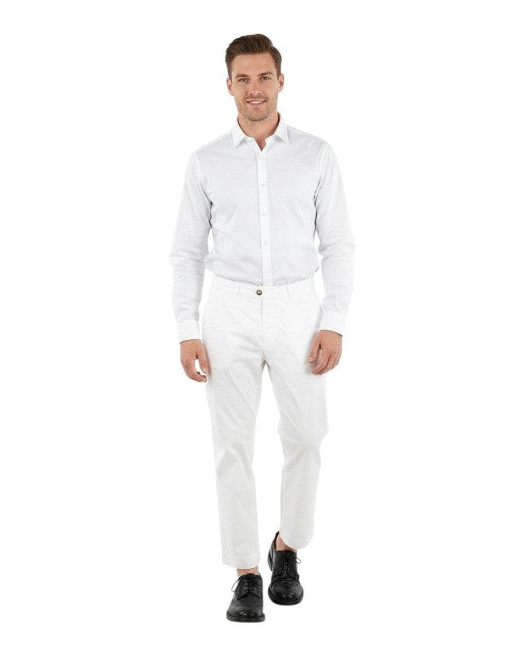 Woolrich White Flat Front Trousers for men