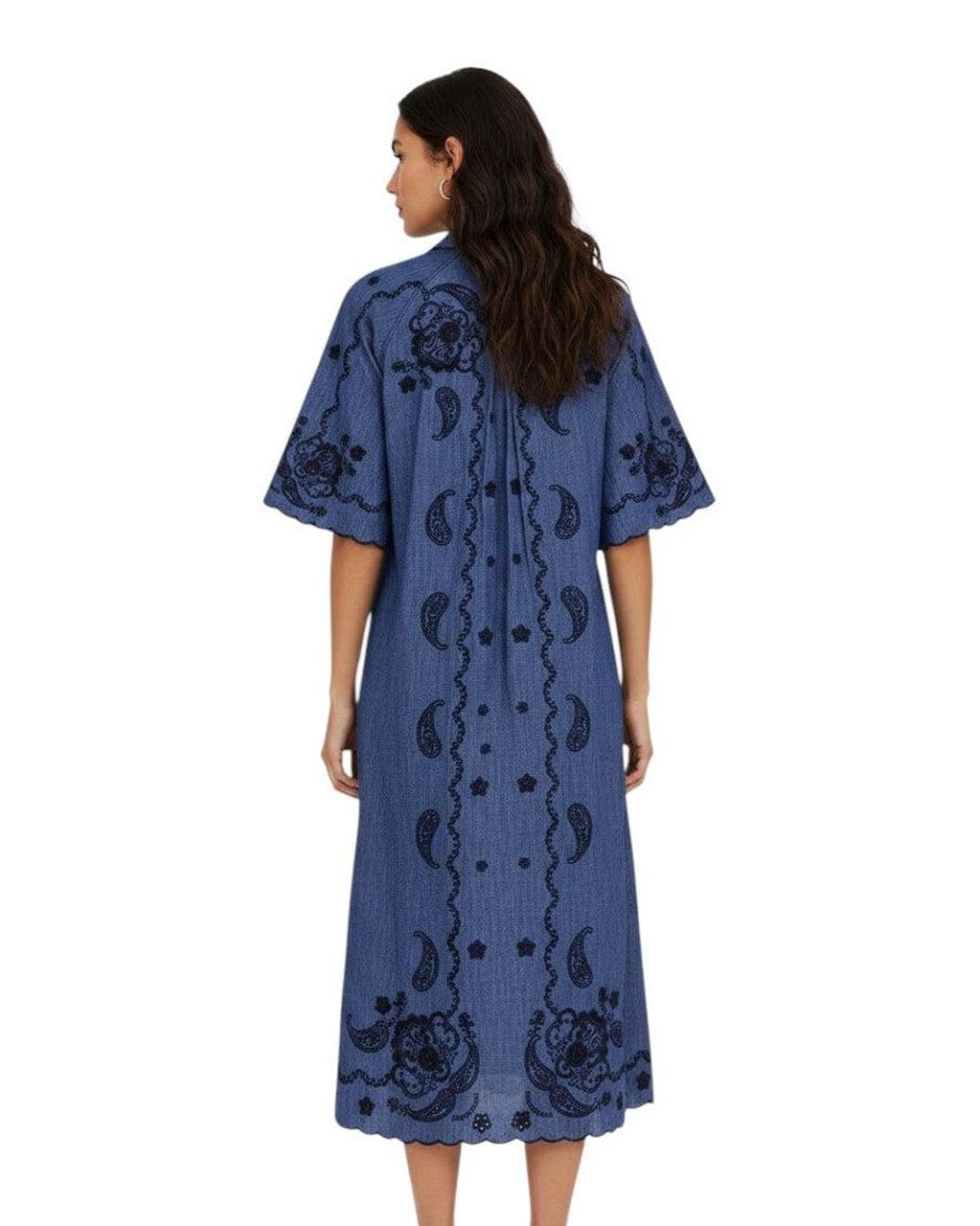 Zimmermann Blue Paisley Shirt Collar Midi Dress