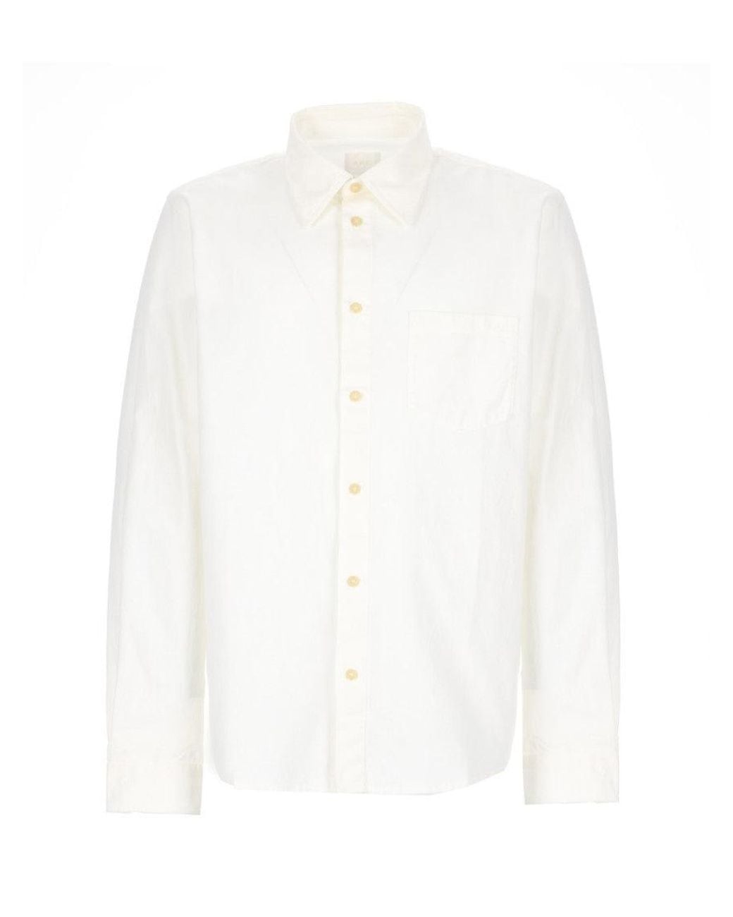 A.P.C. White Regular Solid Shirt for men